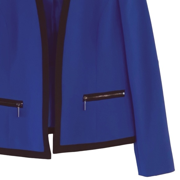 NIPON BOUTIQUE Jacket Open Blazer Royal Blue Black Size 6 - Picture 3 of 8